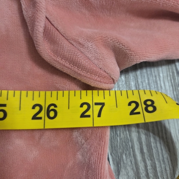 Adidas Womens Velour Hoodie Pullover Ruffle Sweatshirt in Hazy Rose, Size XL - Picture 8 of 9